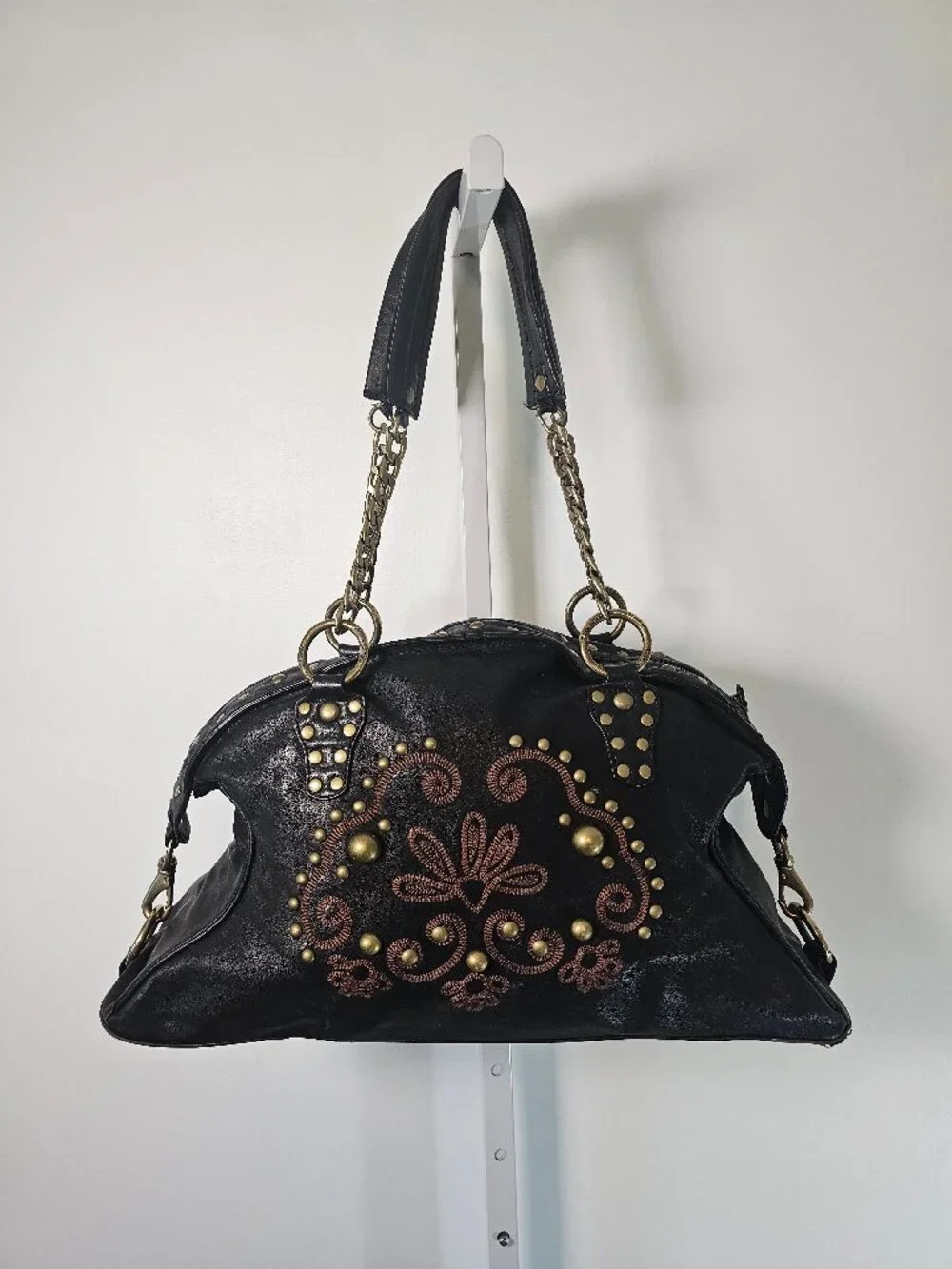 Kate Landry Bag Shoulder Y2K Leather Studded Chains Grunge Boho